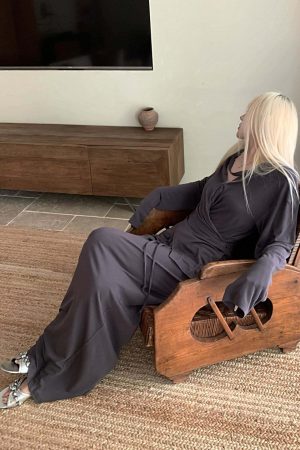 Rase le sol Asymmetrical Long Sleeve Top and Skirt Set