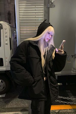 RASE LE SOL Black Cropped Puffer Jacket