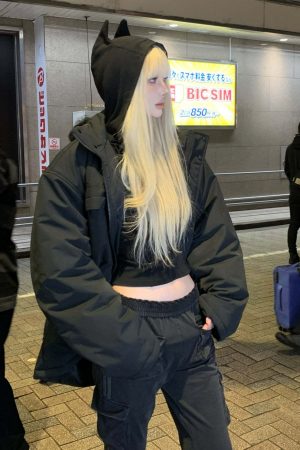 RASE LE SOL Black Cropped Puffer Jacket