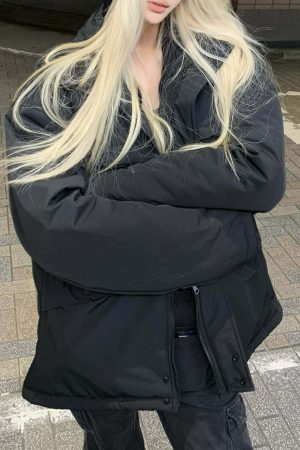 RASE LE SOL Black Cropped Puffer Jacket