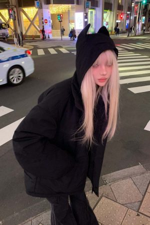 RASE LE SOL Black Cropped Puffer Jacket