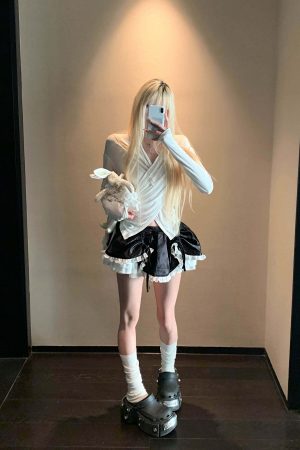 Rase le sol Black Layered Skirt with Ruffled Trim