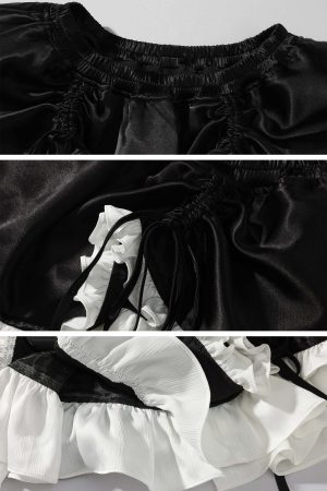 Rase le sol Black Layered Skirt with Ruffled Trim