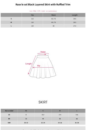 Rase le sol Black Layered Skirt with Ruffled Trim