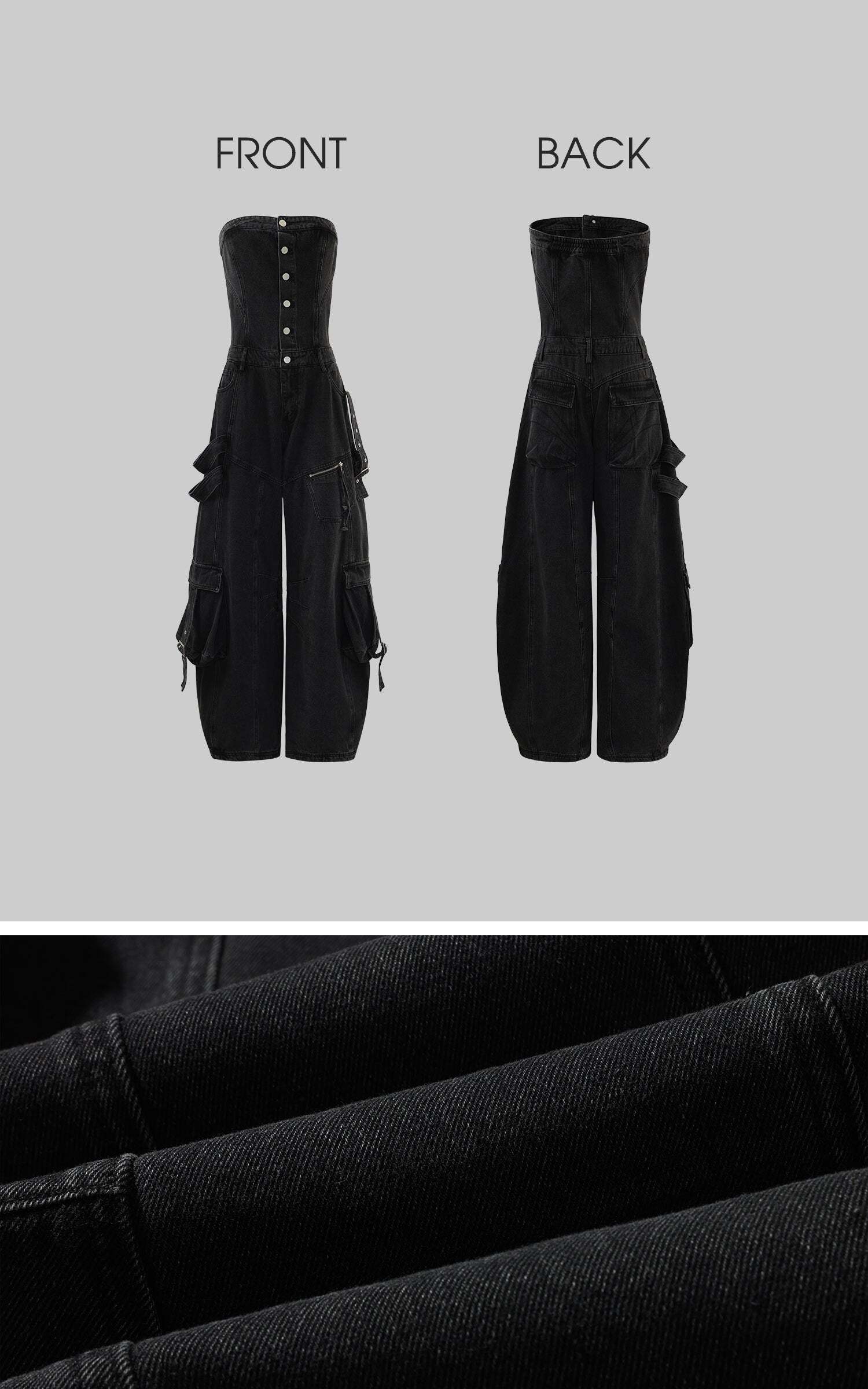 Rase le sol Black Structured Cargo Jumpsuit Rase le sol Black Structured Cargo Jumpsuit