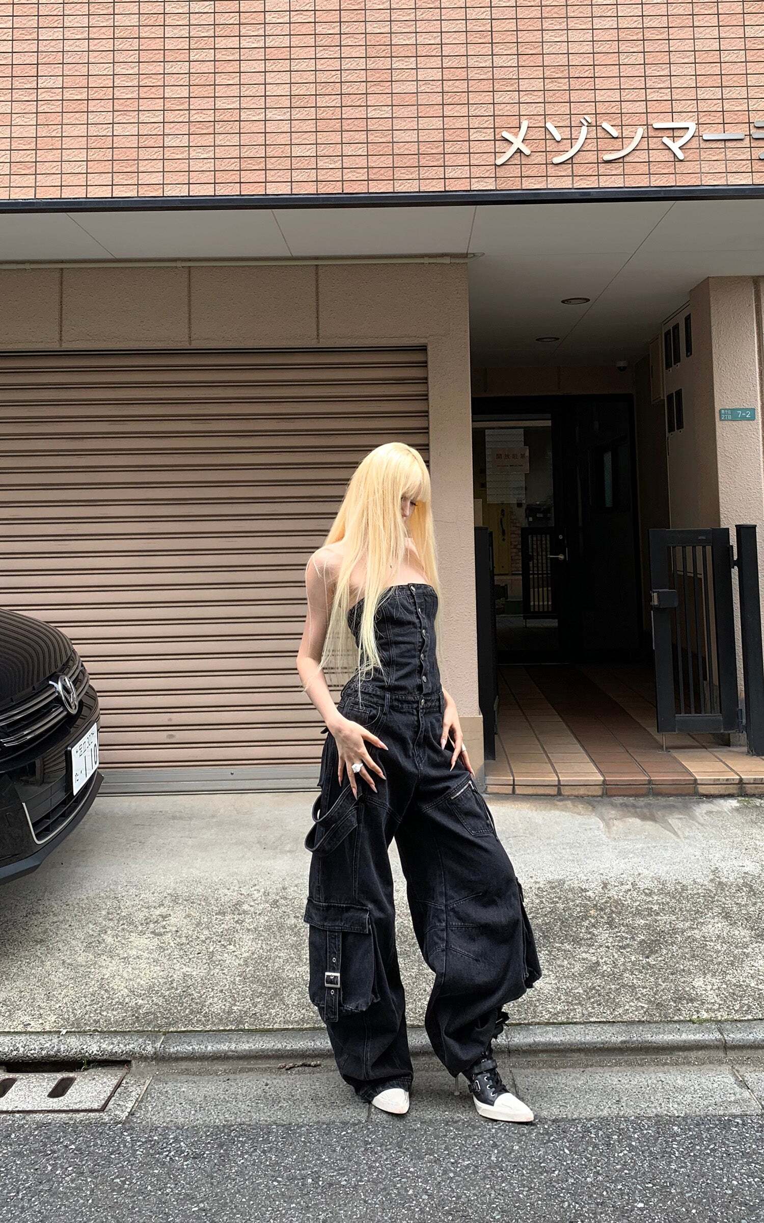 Rase le sol Black Structured Cargo Jumpsuit Rase le sol Black Structured Cargo Jumpsuit