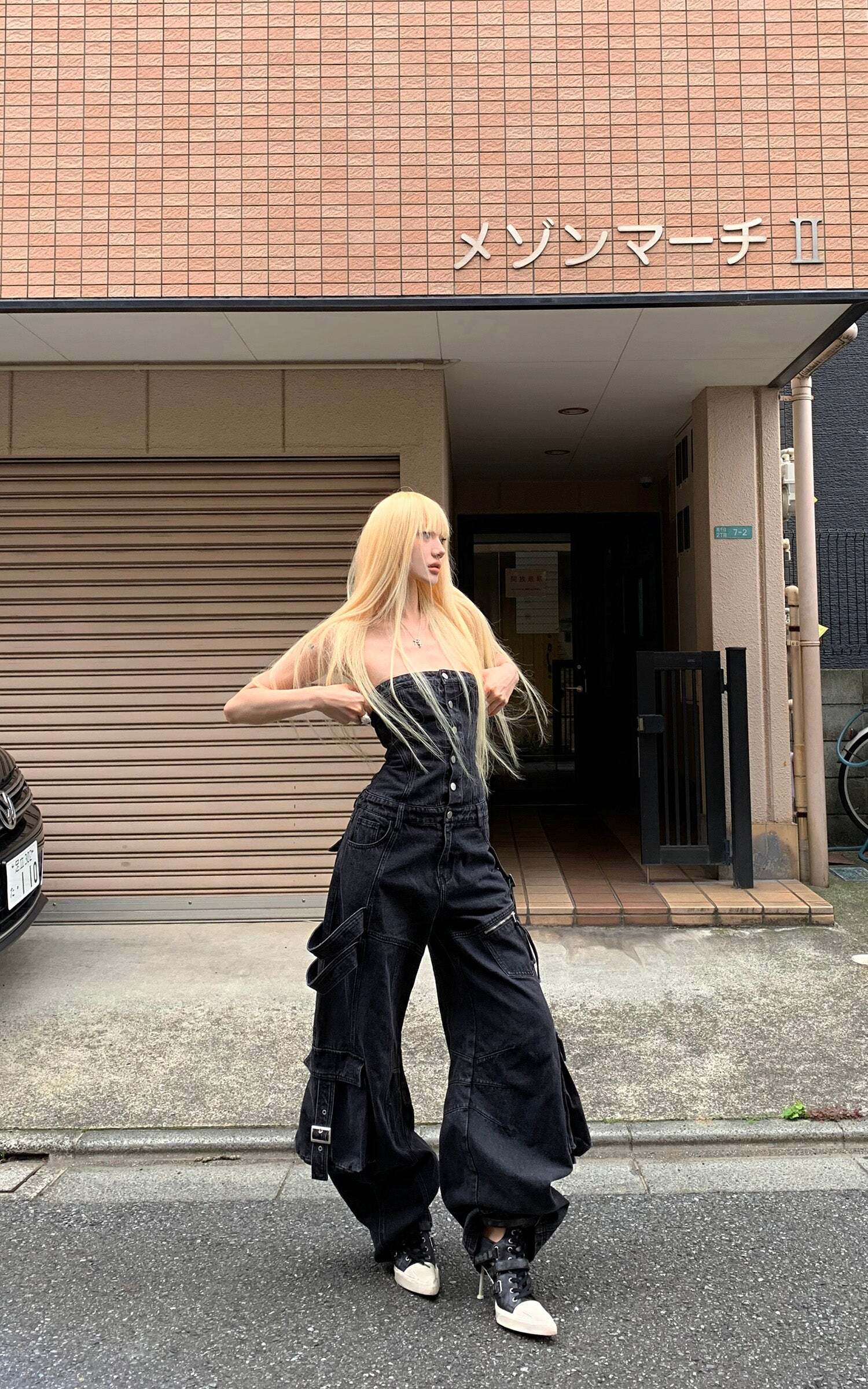 Rase le sol Black Structured Cargo Jumpsuit Rase le sol Black Structured Cargo Jumpsuit