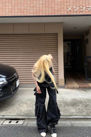 Rase le sol Black Structured Cargo Jumpsuit