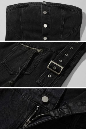 Rase le sol Black Structured Cargo Jumpsuit