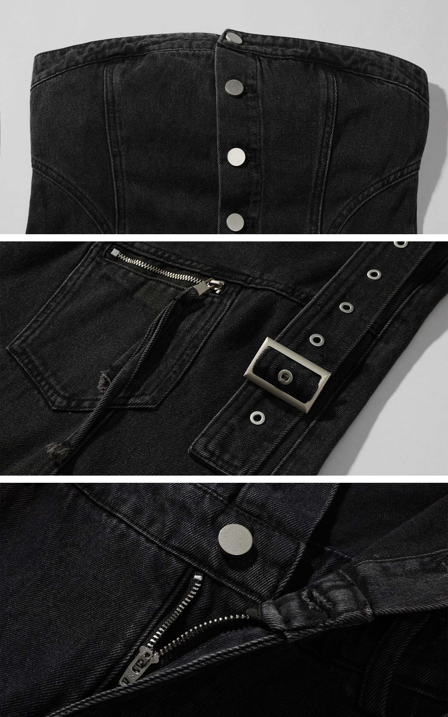 Rase le sol Black Structured Cargo Jumpsuit Rase le sol Black Structured Cargo Jumpsuit