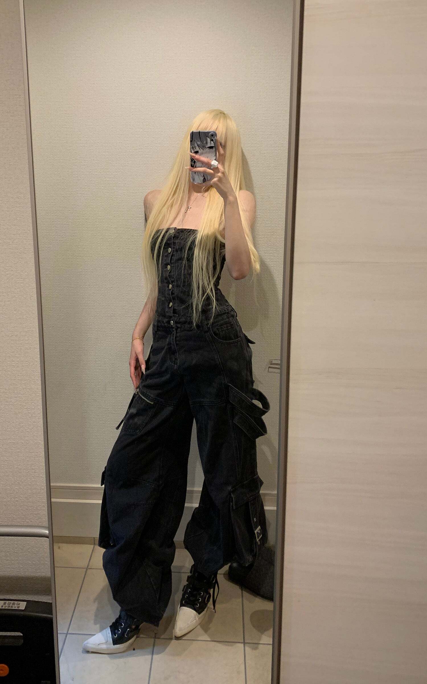 Rase le sol Black Structured Cargo Jumpsuit Rase le sol Black Structured Cargo Jumpsuit