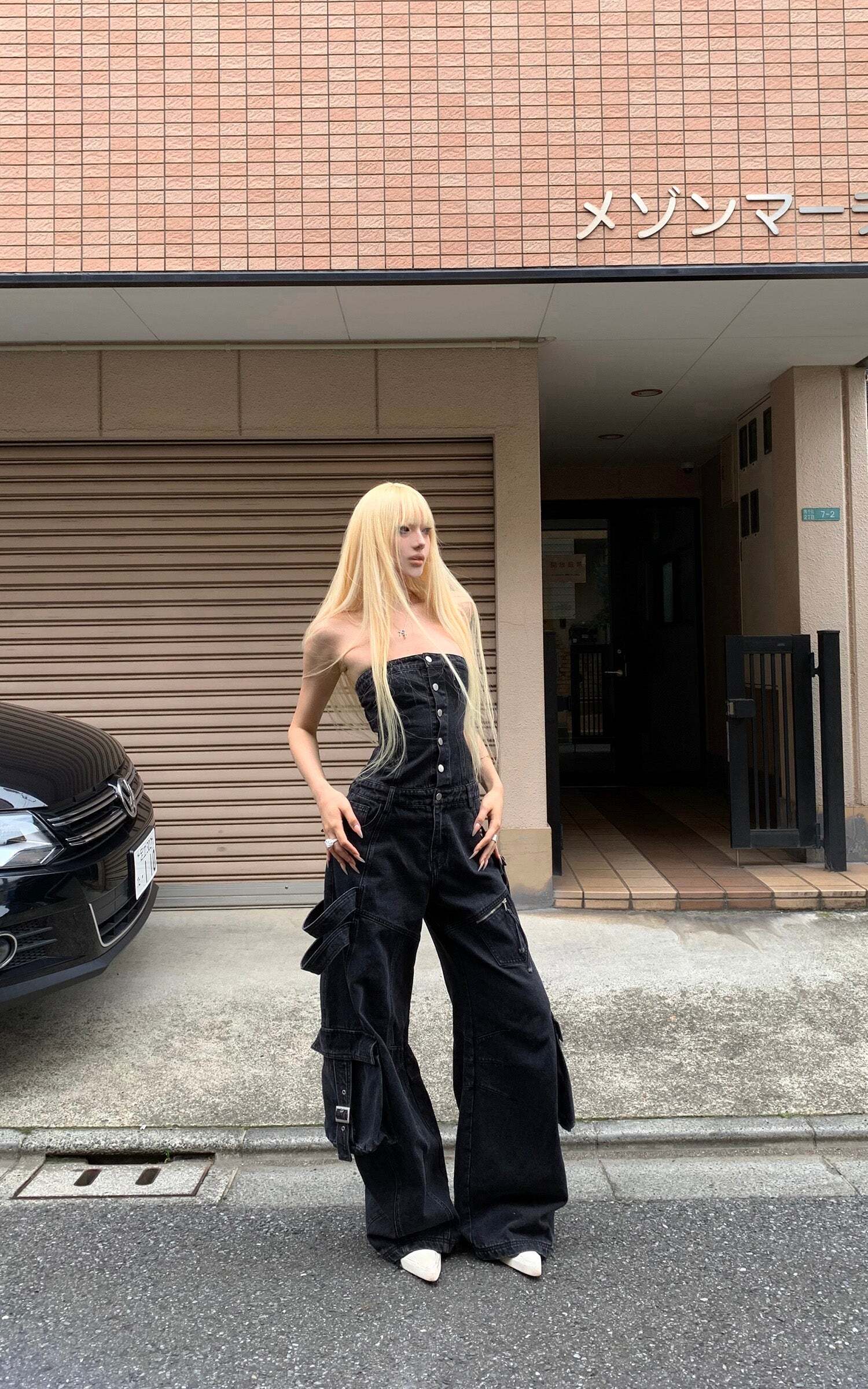 Rase le sol Black Structured Cargo Jumpsuit Rase le sol Black Structured Cargo Jumpsuit