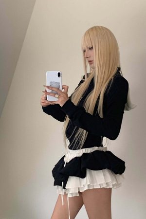 Rase le sol Black & White Layered Mini Skirt