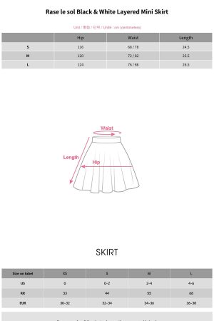 Rase le sol Black & White Layered Mini Skirt