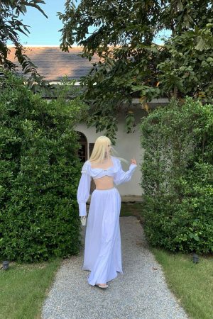 Rase le sol Bow-detail Strapless Long Sleeve Skirt Set