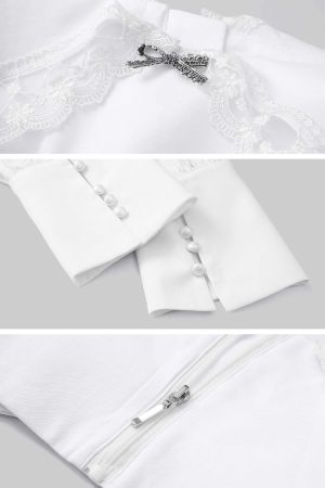 Rase le sol Bow-detail Strapless Long Sleeve Skirt Set