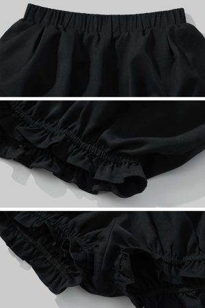 Rase le sol Bow Detail Strapless Top and Bubble Skirt Shorts Set