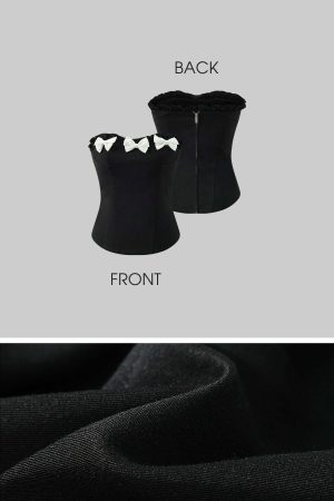 Rase le sol Bow Detail Strapless Top and Bubble Skirt Shorts Set