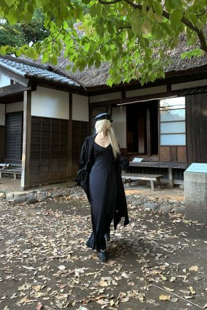 Rase le sol Cinched Satin Slip Dress & Cardigan Set