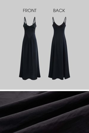 Rase le sol Cinched Satin Slip Dress & Cardigan Set