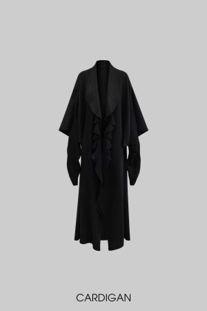 Rase le sol Cinched Satin Slip Dress & Cardigan Set