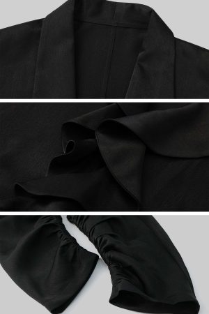 Rase le sol Cinched Satin Slip Dress & Cardigan Set