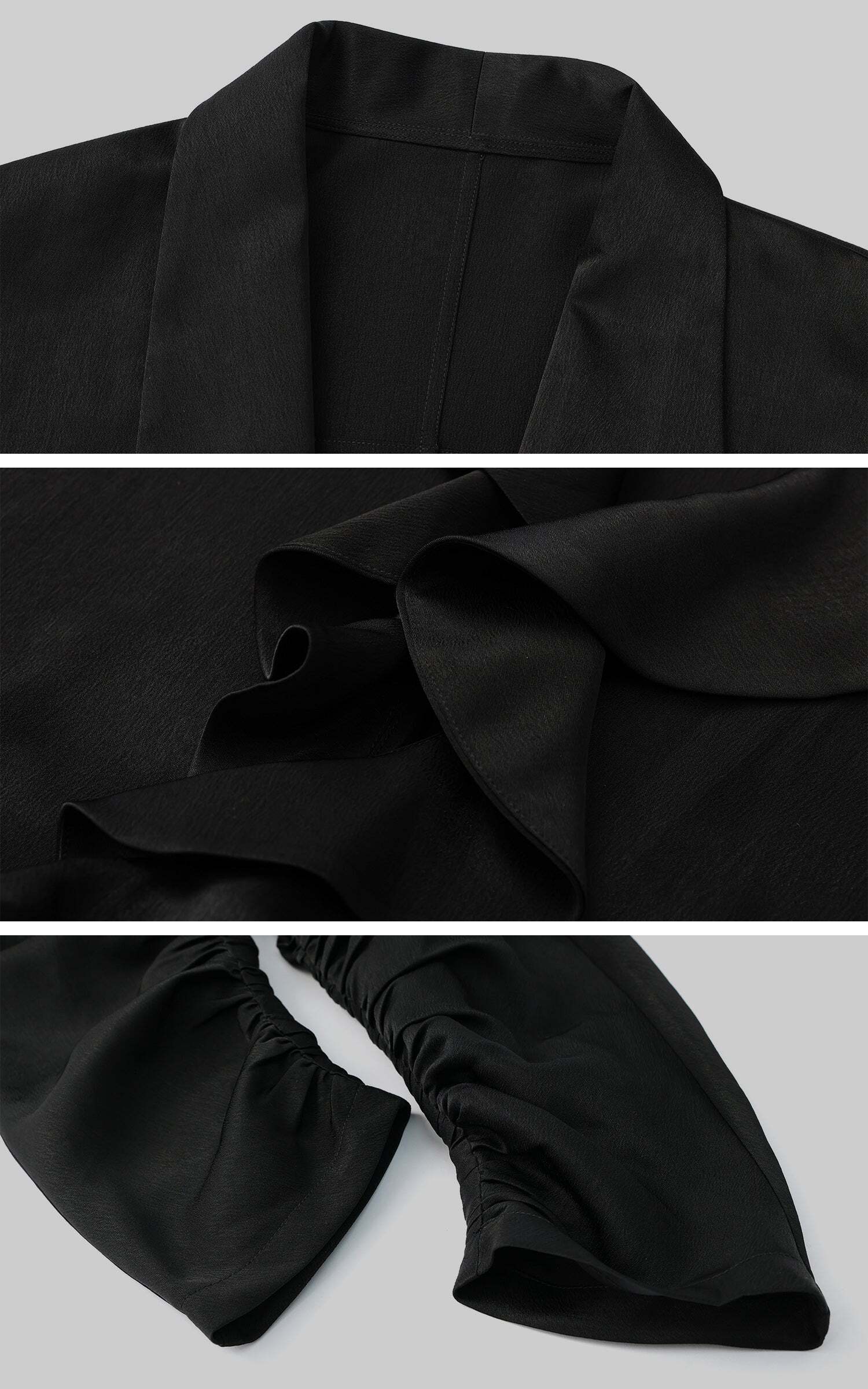 Rase le sol Cinched Satin Slip Dress & Cardigan Set Rase le sol Cinched Satin Slip Dress & Cardigan Set