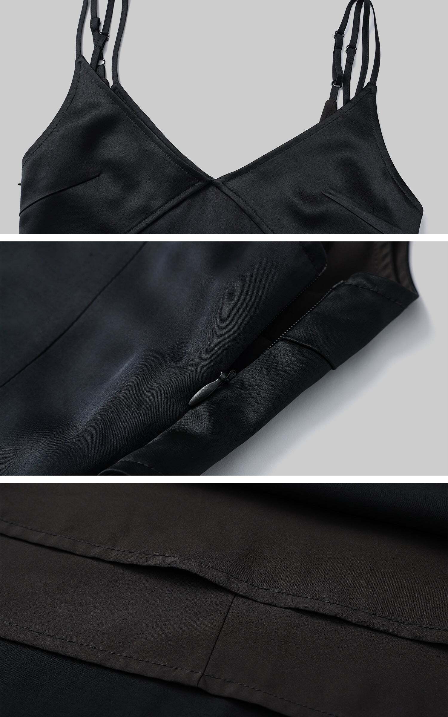 Rase le sol Cinched Satin Slip Dress & Cardigan Set Rase le sol Cinched Satin Slip Dress & Cardigan Set