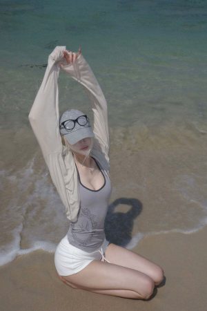 Rase Le Sol Contrast Frame Print Ribbed Fitted Top