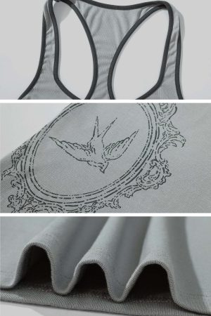 Rase Le Sol Contrast Frame Print Ribbed Fitted Top