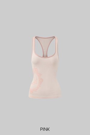 Rase Le Sol Contrast Frame Print Ribbed Fitted Top