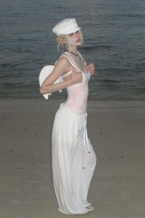 Rase Le Sol Contrast Frame Print Ribbed Fitted Top