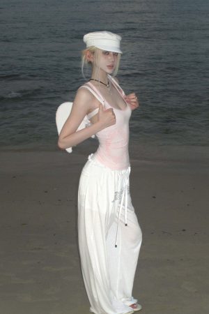 Rase Le Sol Contrast Frame Print Ribbed Fitted Top