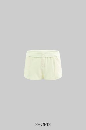 Rase Le Sol Cream Yellow Fitted Long-Sleeve Tee & Relaxed Shorts Set