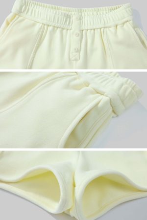 Rase Le Sol Cream Yellow Fitted Long-Sleeve Tee & Relaxed Shorts Set