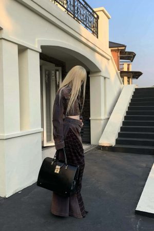 Rase le sol Cropped Denim Jacket and Paneled Skirt Set