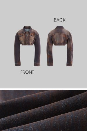 Rase le sol Cropped Denim Jacket and Paneled Skirt Set