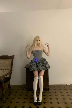 Rase le sol Cross Boned Bustier Tiered Ruffle Dress