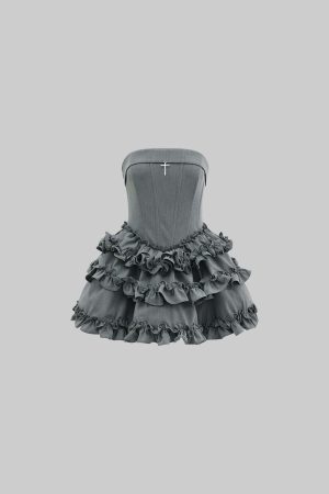 Rase le sol Cross Boned Bustier Tiered Ruffle Dress