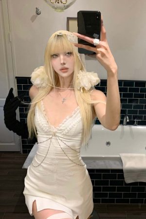 Rase le sol Cross Embroidered Chain-Trim Mini Dress