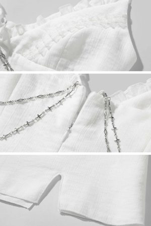 Rase le sol Cross Embroidered Chain-Trim Mini Dress