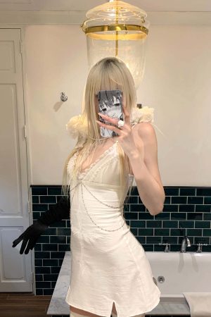 Rase le sol Cross Embroidered Chain-Trim Mini Dress