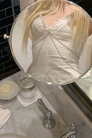 Rase le sol Cross Embroidered Chain-Trim Mini Dress