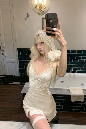 Rase le sol Cross Embroidered Chain-Trim Mini Dress