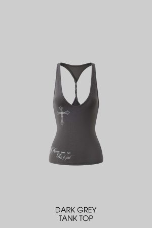 Rase le sol Cross-Print Twisted Back Tank Top