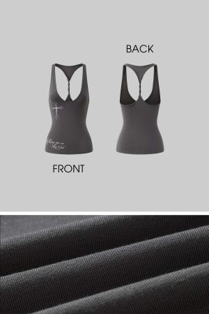 Rase le sol Cross-Print Twisted Back Tank Top