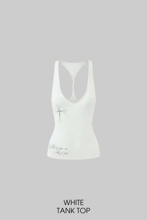 Rase le sol Cross-Print Twisted Back Tank Top