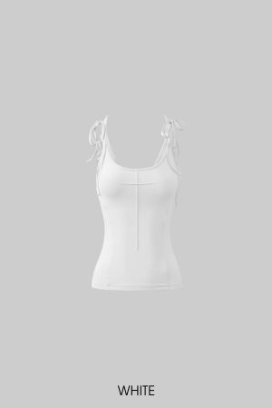 Rase le sol Cross-Stitched Winged Strap Bow Tank Top