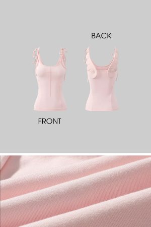 Rase le sol Cross-Stitched Winged Strap Bow Tank Top