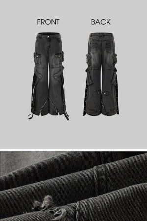 Rase le sol Deconstructed Cargo Pants with Strap Detailing